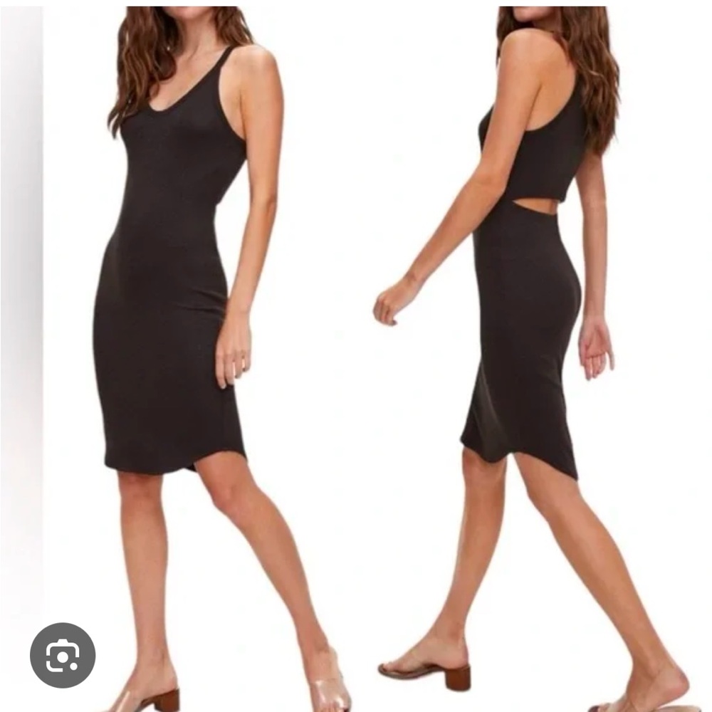 WILFRED FREE Yasmin Dress Aritzia black open back fitted mini casual dress XS